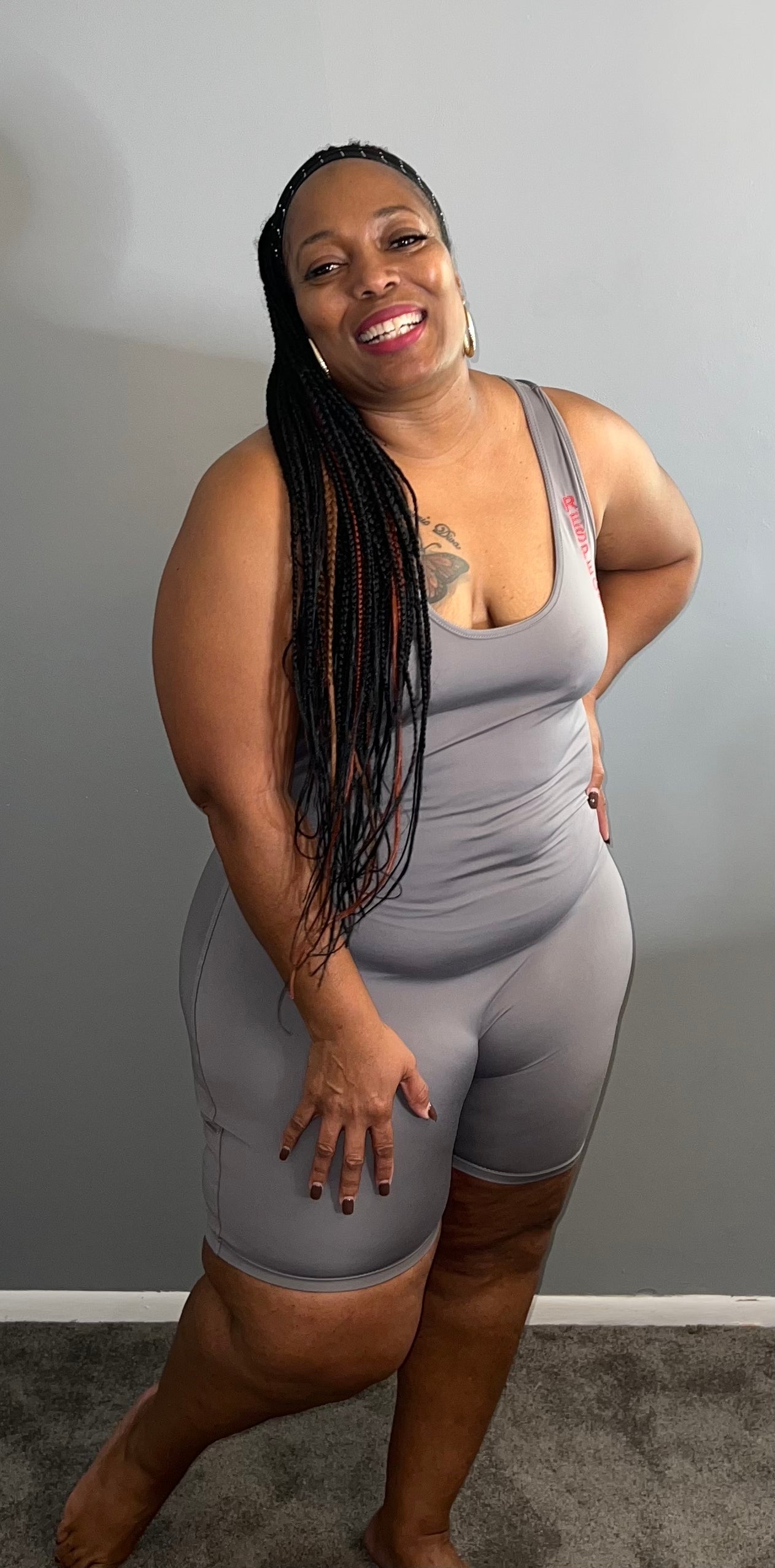 Respected Yoga One Piece Shorts or Leggings (Gray w/ Red Letters)