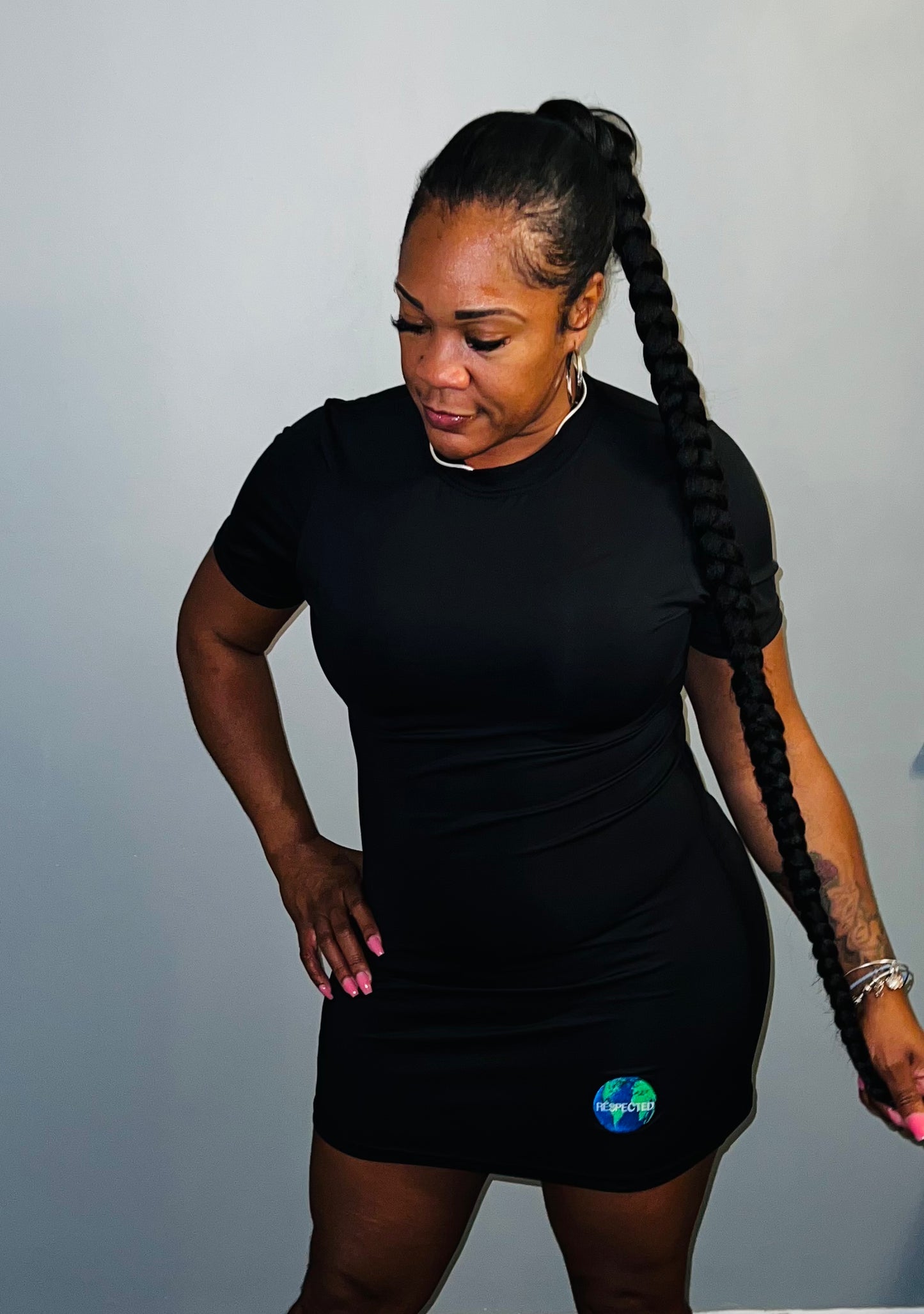 Fitted T-shirt Dress (Black)