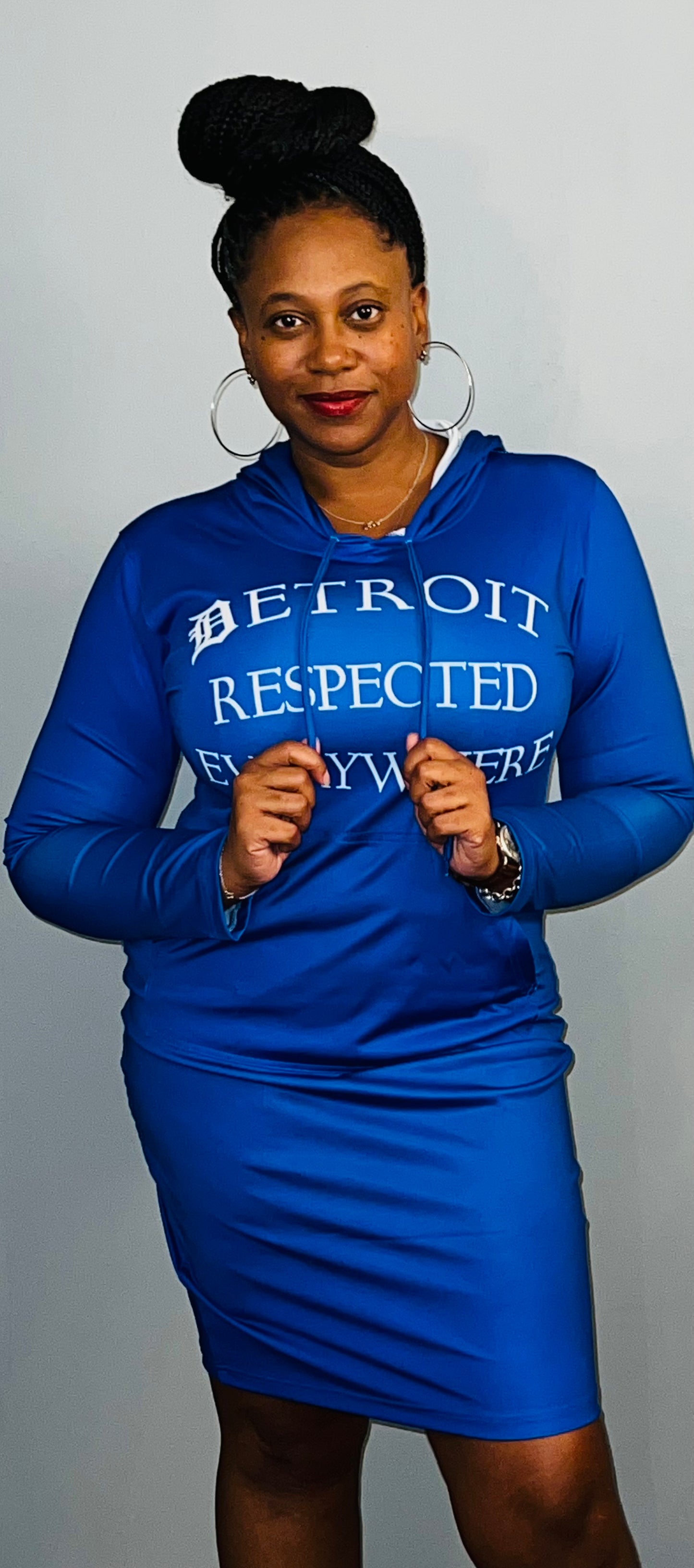 Fitted Royal Blue Hoodie Dress