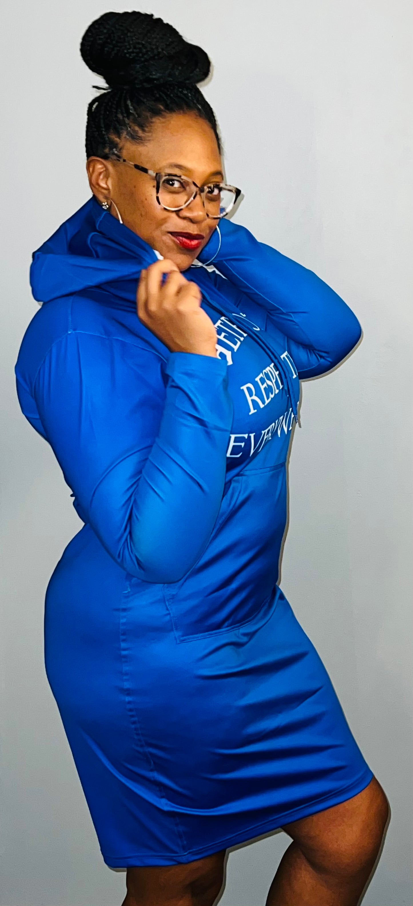 Fitted Royal Blue Hoodie Dress