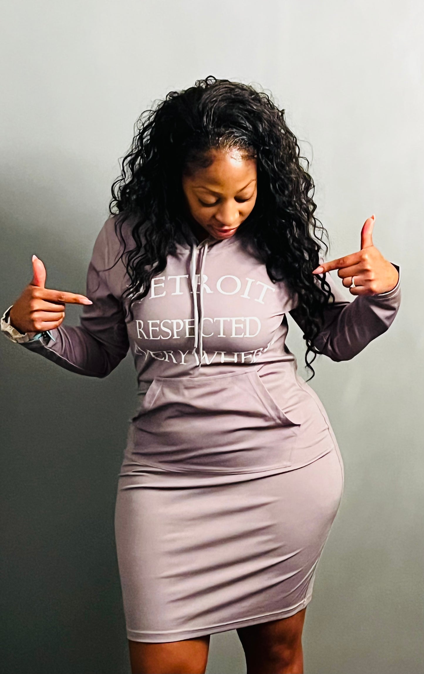 Fitted Gray Hoodie Dress