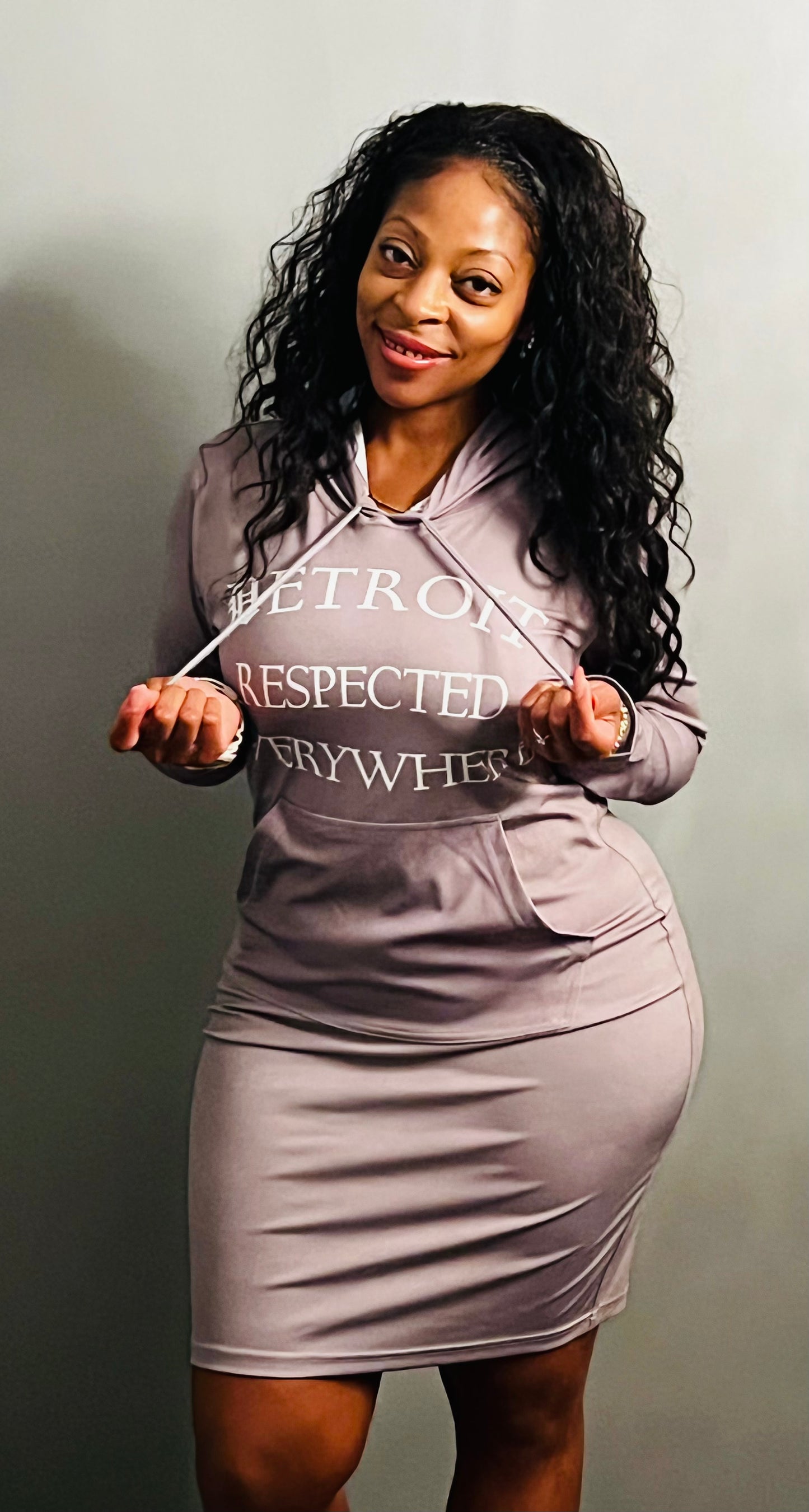 Fitted Gray Hoodie Dress