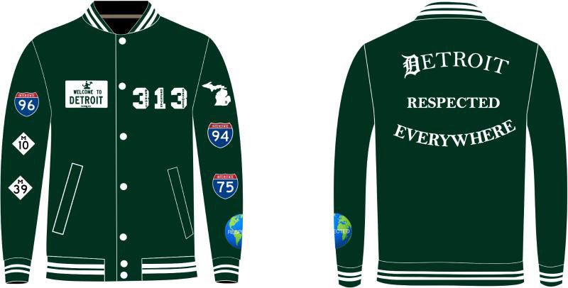 Detroit Day Satin Jacket (Dark Green)