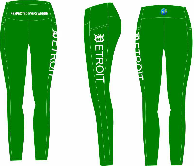 Detroit Yoga Shorts or Leggings (Green)