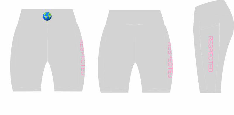 Respected Everywhere Yoga Shorts or Leggings (Gray w/ Pink Letters)