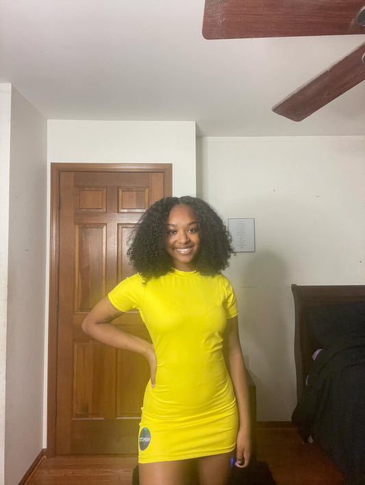 Fitted Tshirt Dress (Yellow)