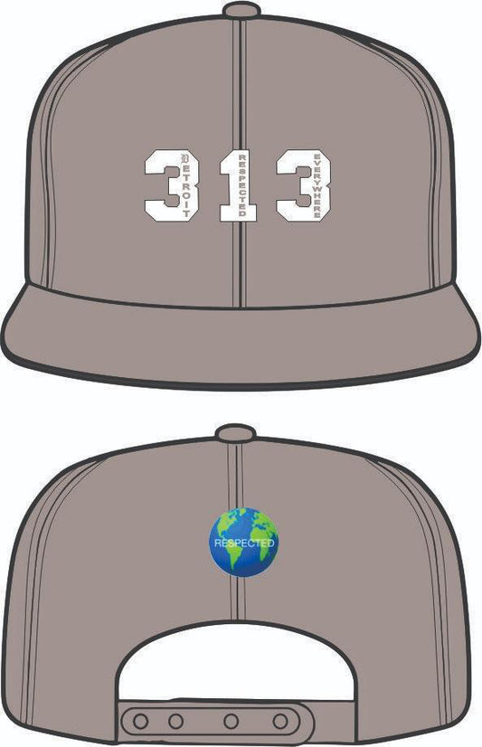 313 DRE Snapback Hat (Gray w/ White)