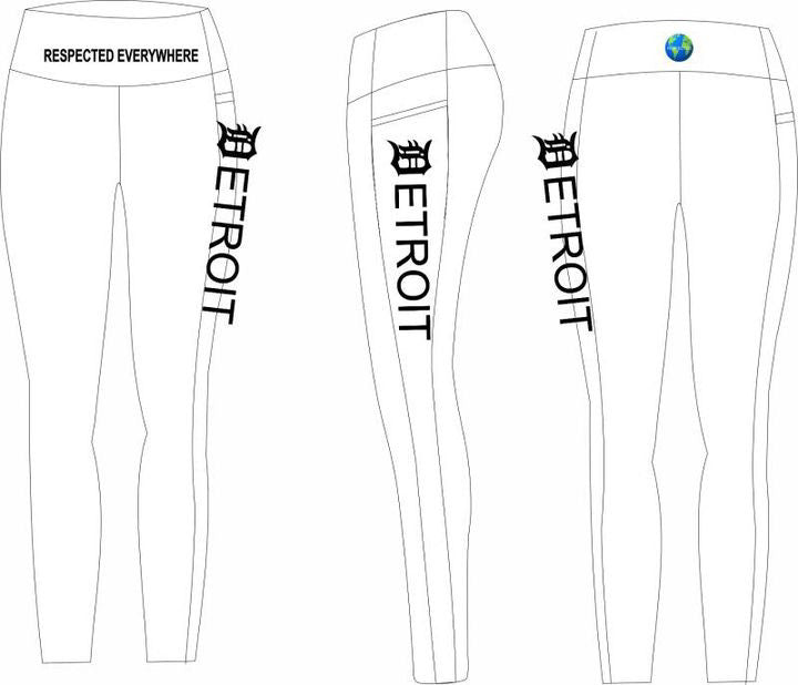Detroit Yoga Shorts or Leggings ( White )
