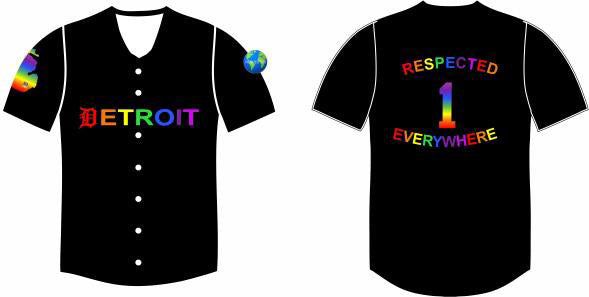 Black Baseball Jersey w/ Rainbow Letters