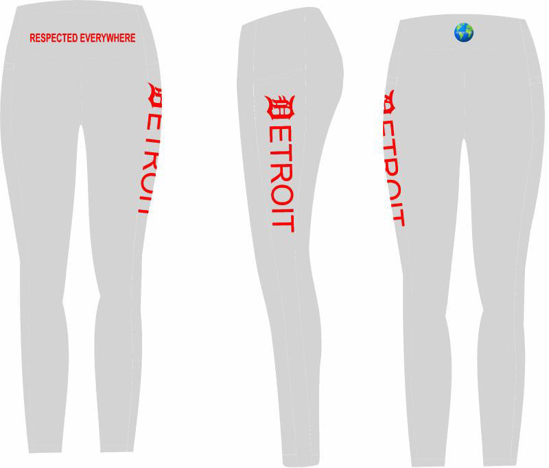 Detroit Yoga Shorts or Leggings (Gray w/ Red Letters)