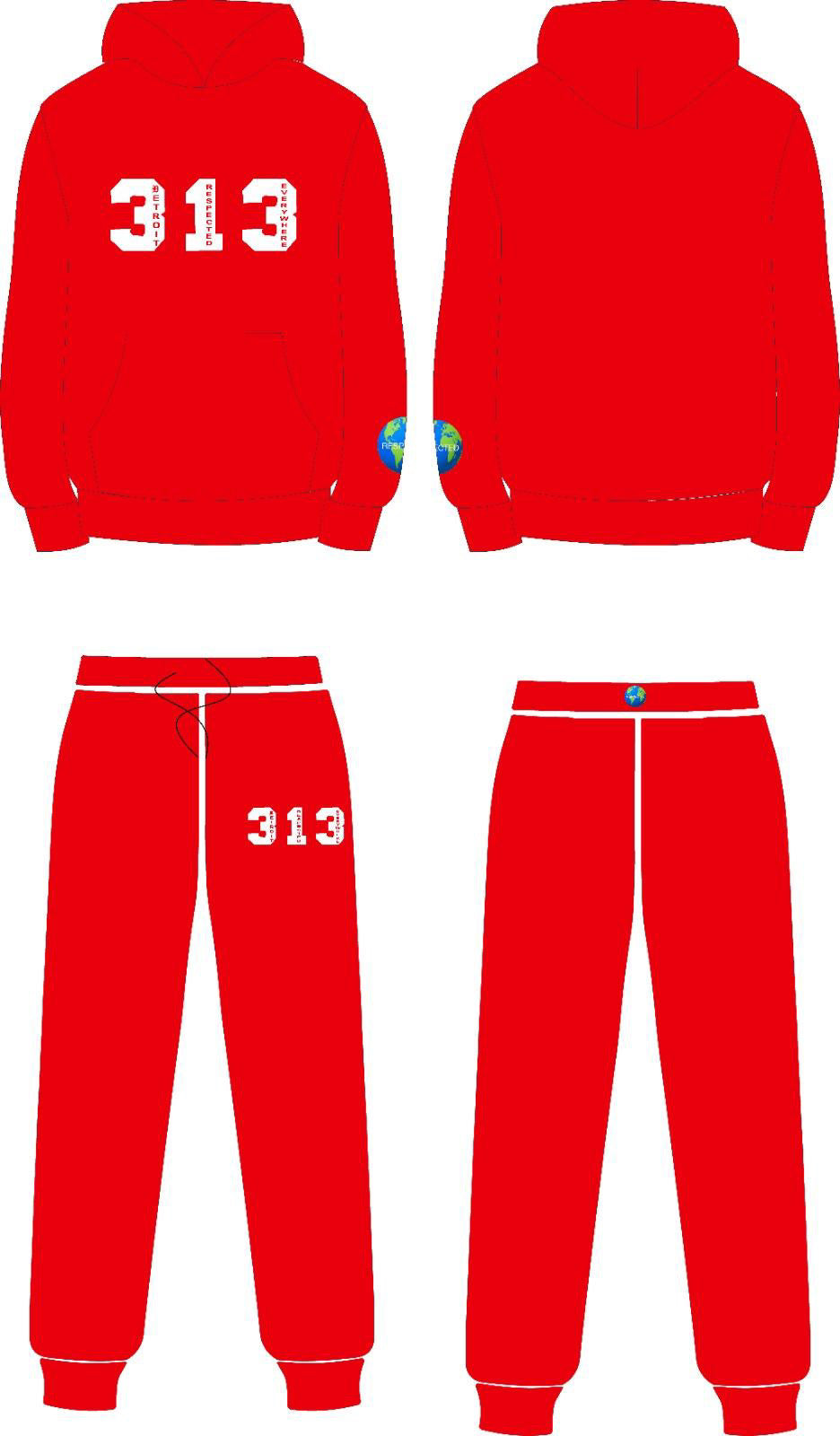 313 DRE Hoodie (Red) Tshirt or Hoodie and Pants