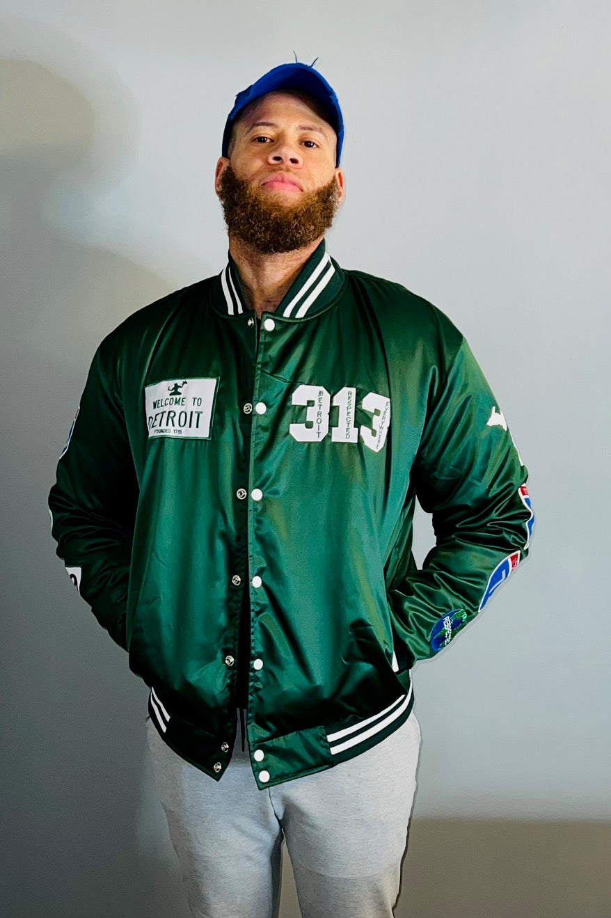 Detroit Day Satin Jacket (Dark Green)