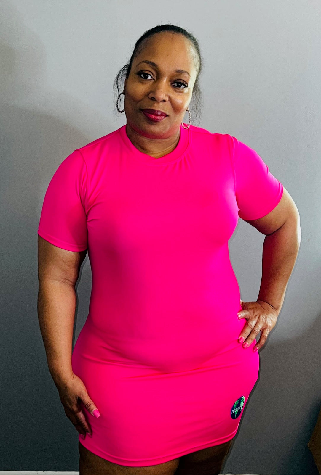 Fitted Tshirt Dress (Pink)