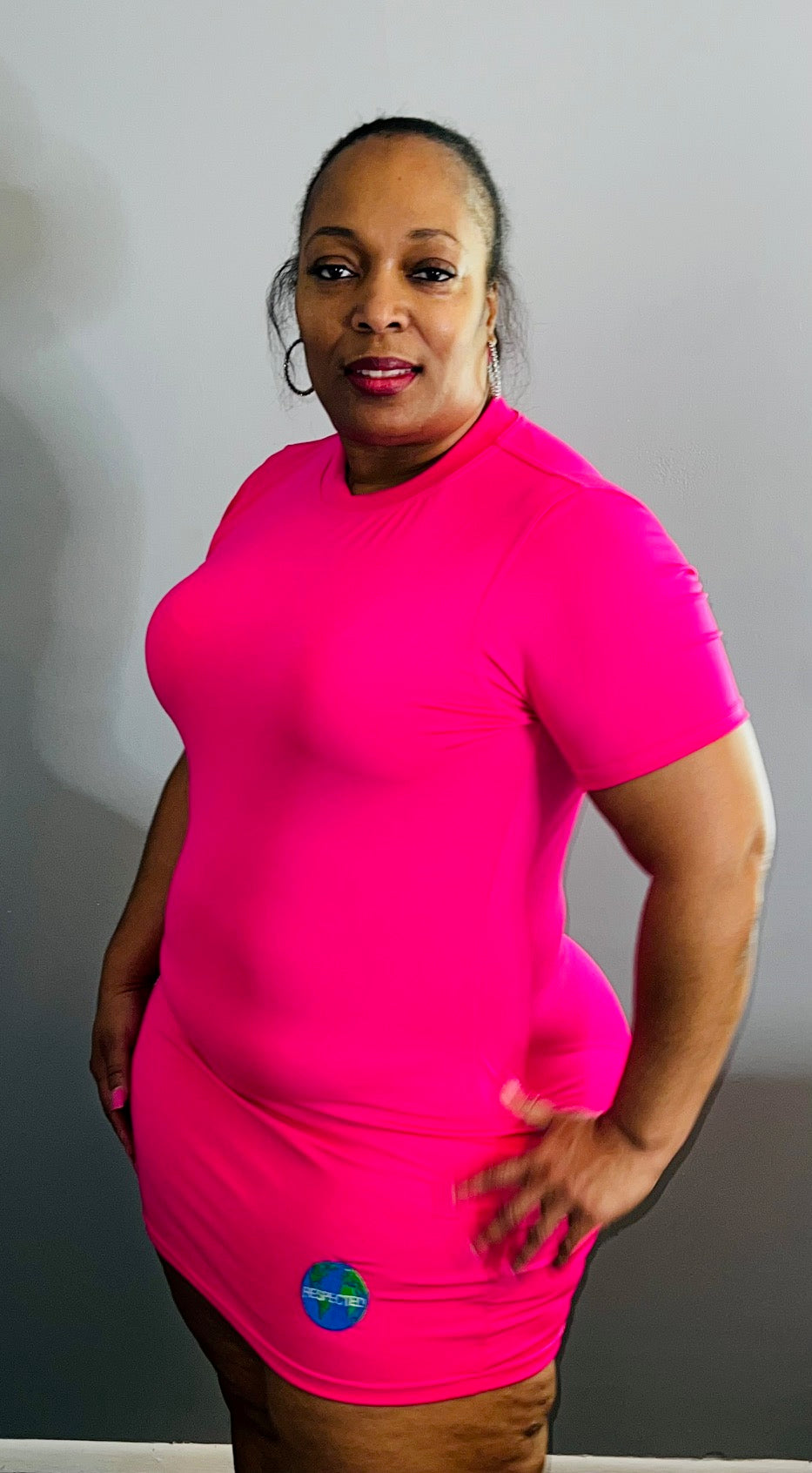 Fitted Tshirt Dress (Pink)