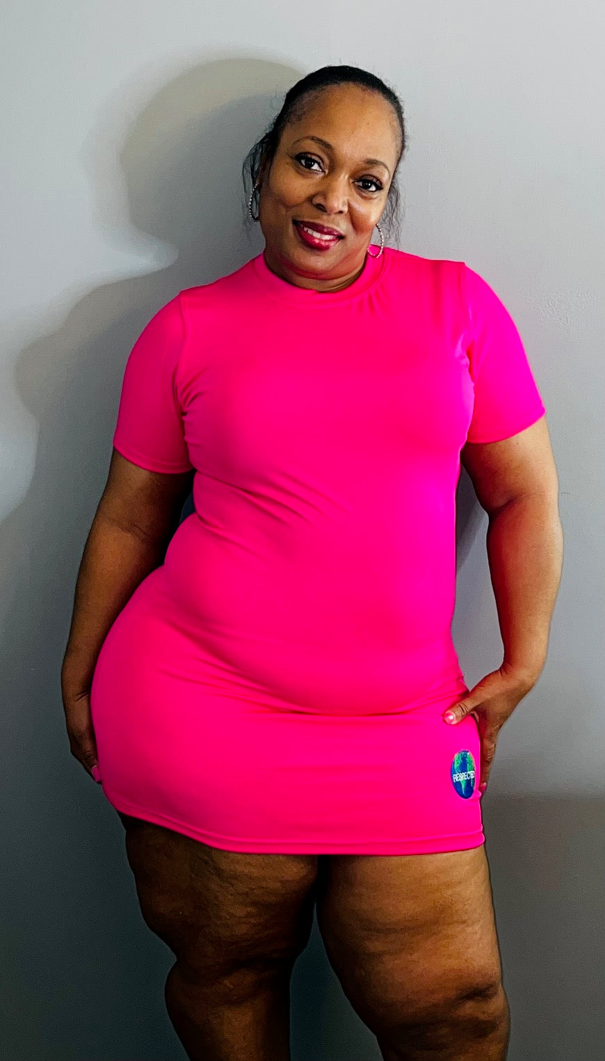 Fitted Tshirt Dress (Pink)