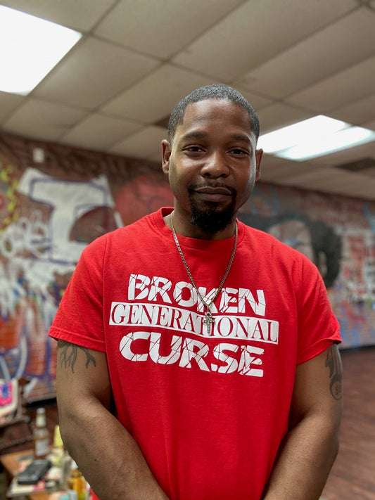 Broken Curse Red w/ White letters