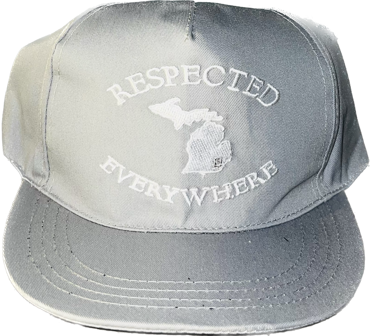 Gray Mitten Snapback with White Letters