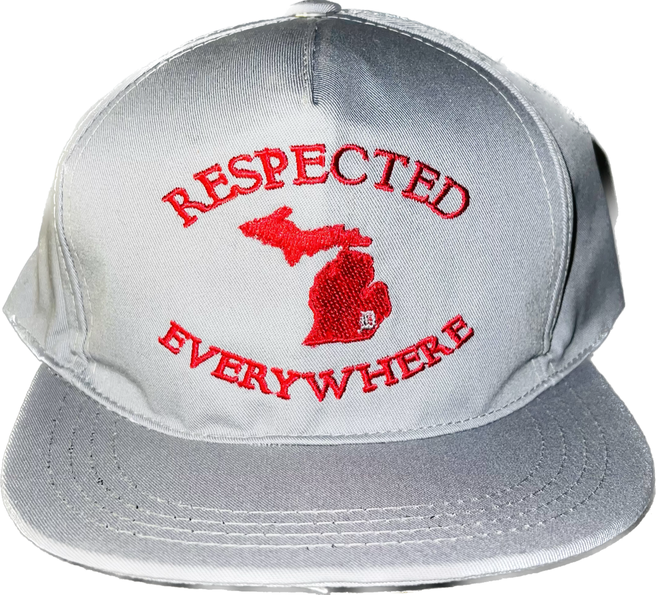 Gray Mitten Snapback with Red Letters