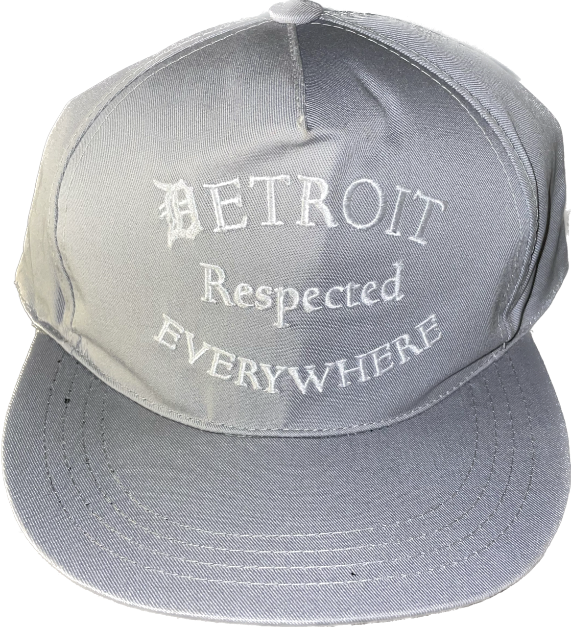 Gray Half Moon Snapback with White Letters