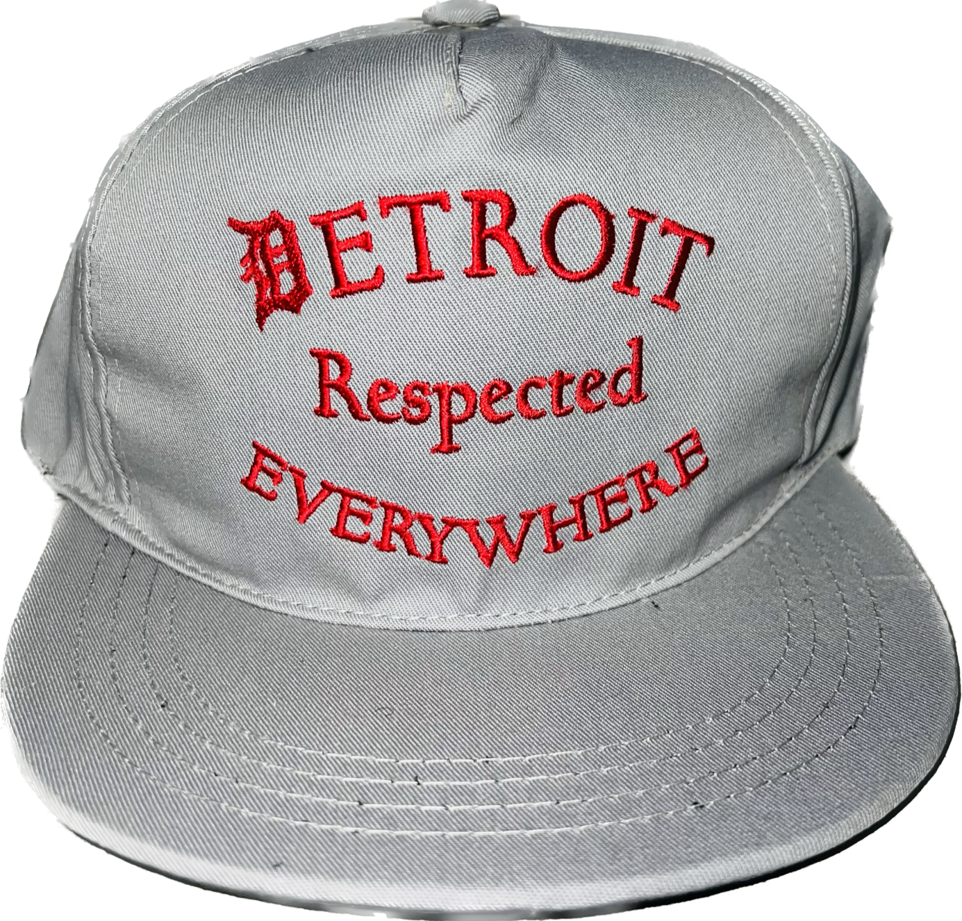 Gray Half Moon Snapback with Red Letters