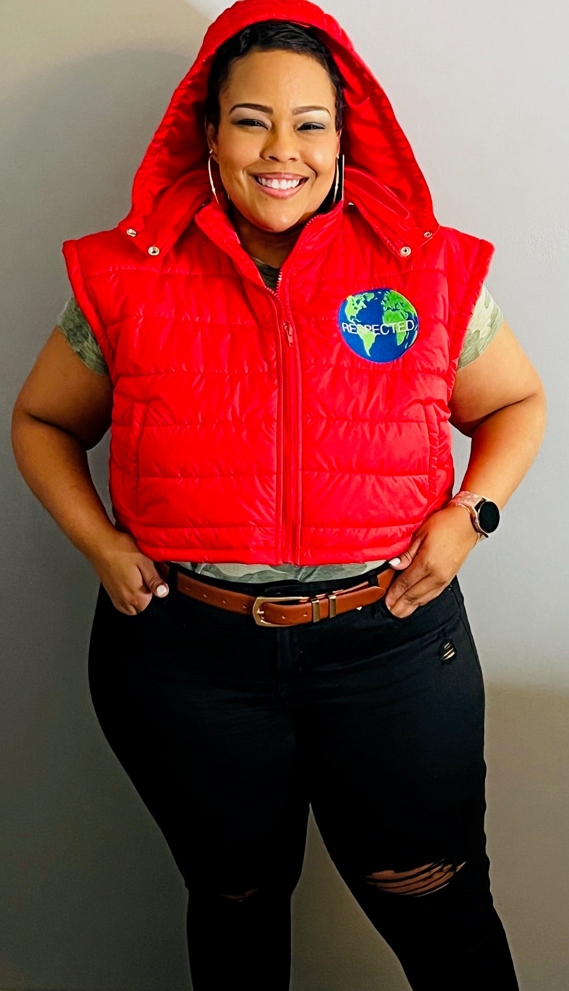 DRE Crop Top Vest (Red) w/ detachable hood