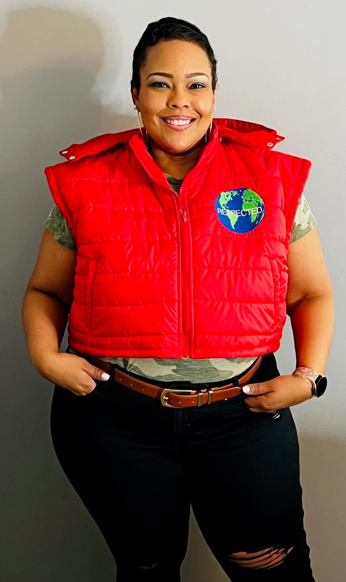 DRE Crop Top Vest (Red) w/ detachable hood