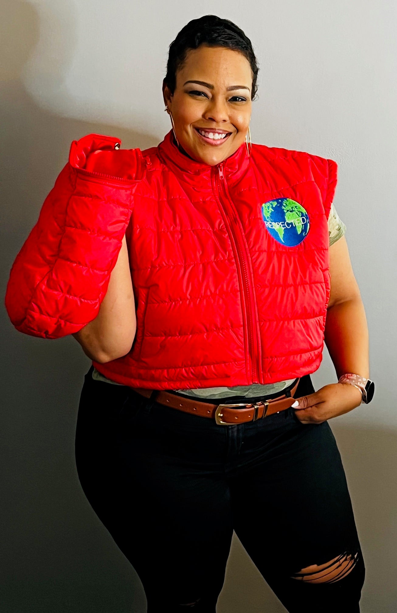DRE Crop Top Vest (Red) w/ detachable hood