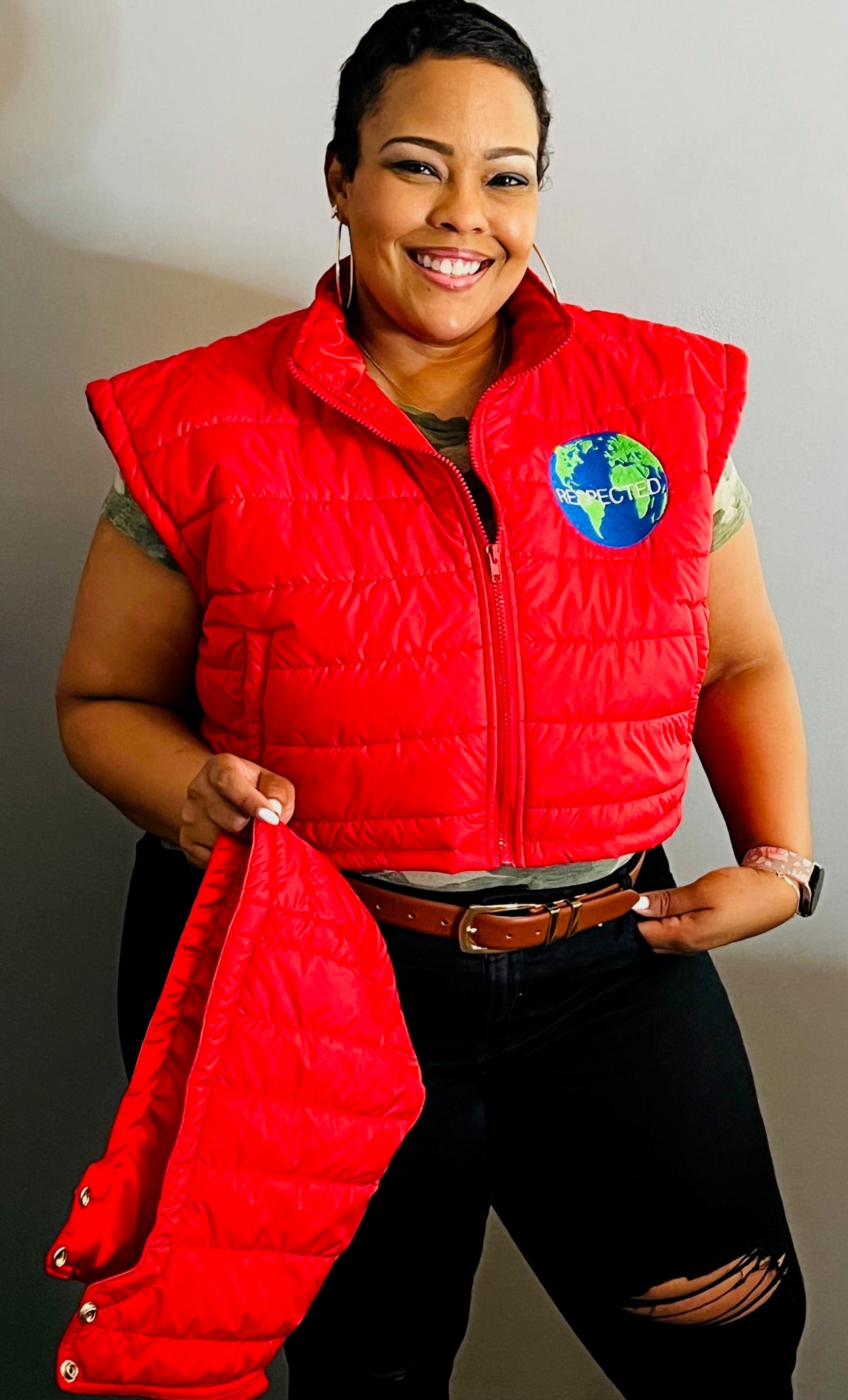 DRE Crop Top Vest (Red) w/ detachable hood