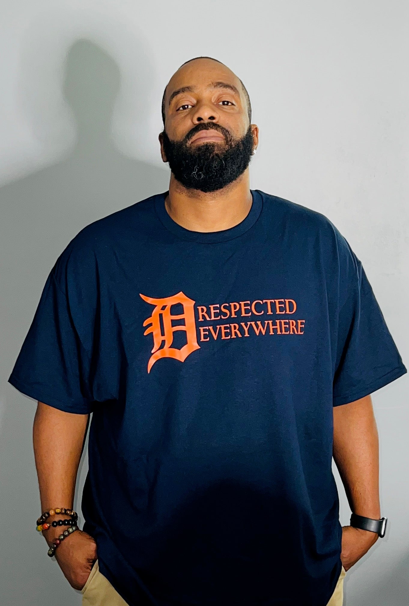 Dre Horizontal Navy w/ Orange Letters