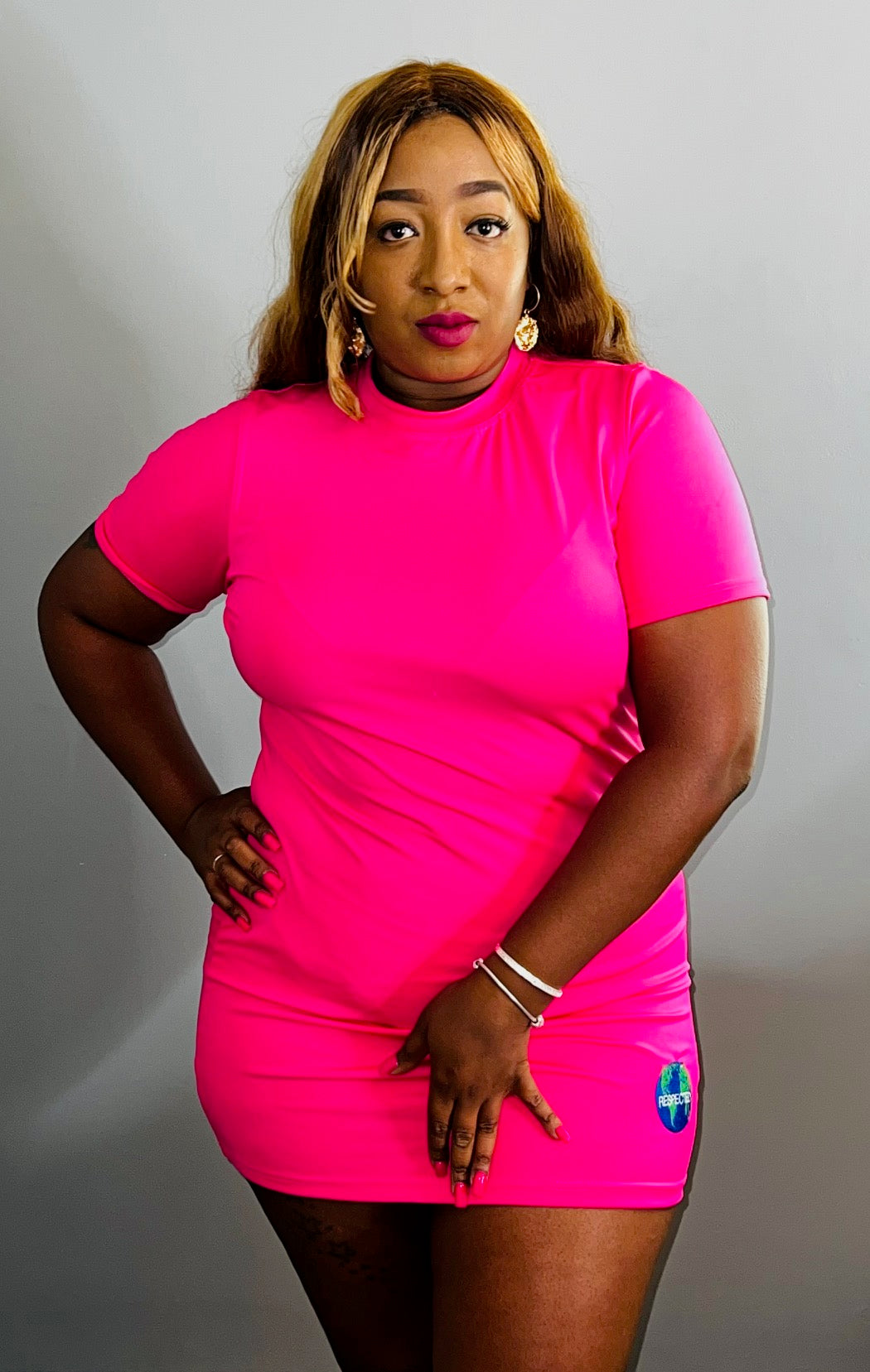 Fitted Tshirt Dress (Pink)