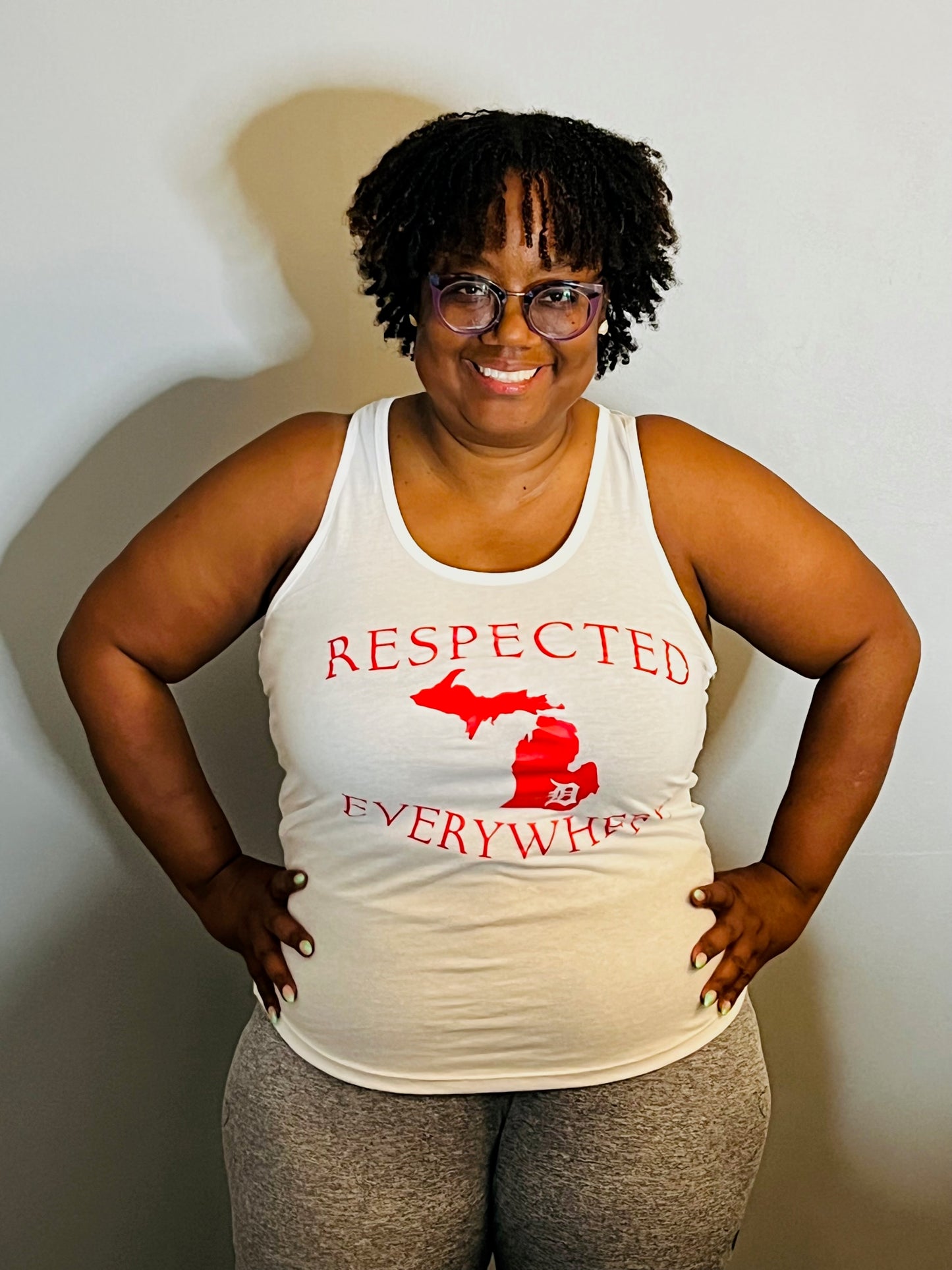 Mitten Tank Top White w/ Red Letters