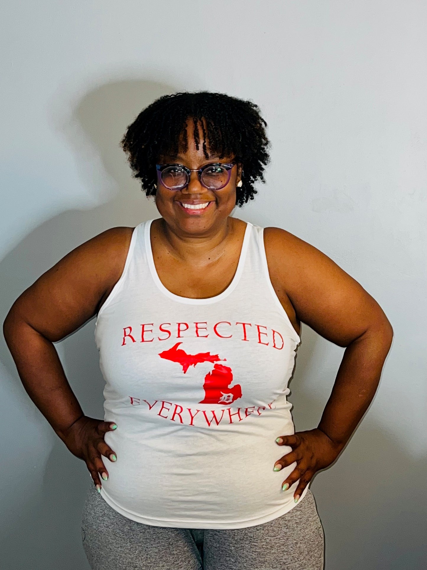 Mitten Tank Top White w/ Red Letters
