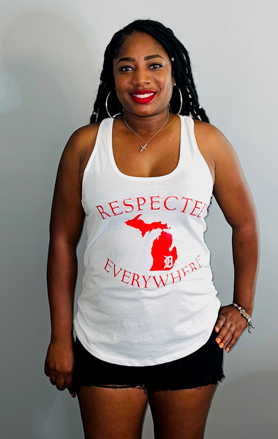 Mitten Tank Top White w/ Red Letters