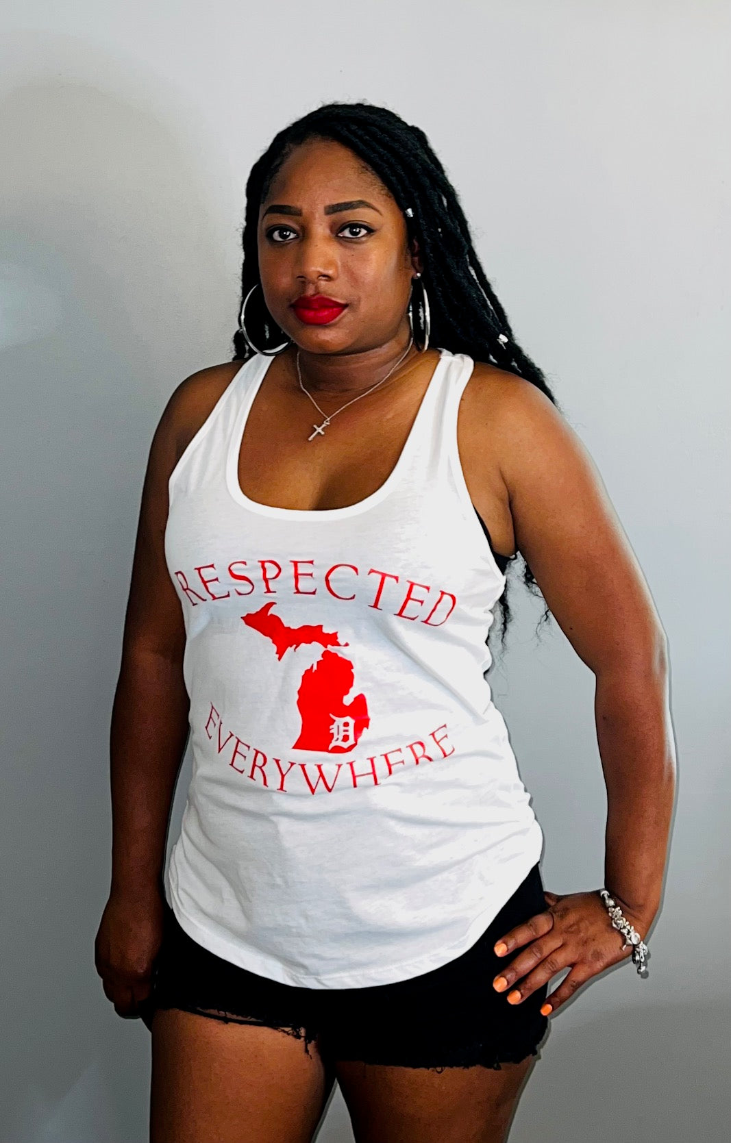Mitten Tank Top White w/ Red Letters