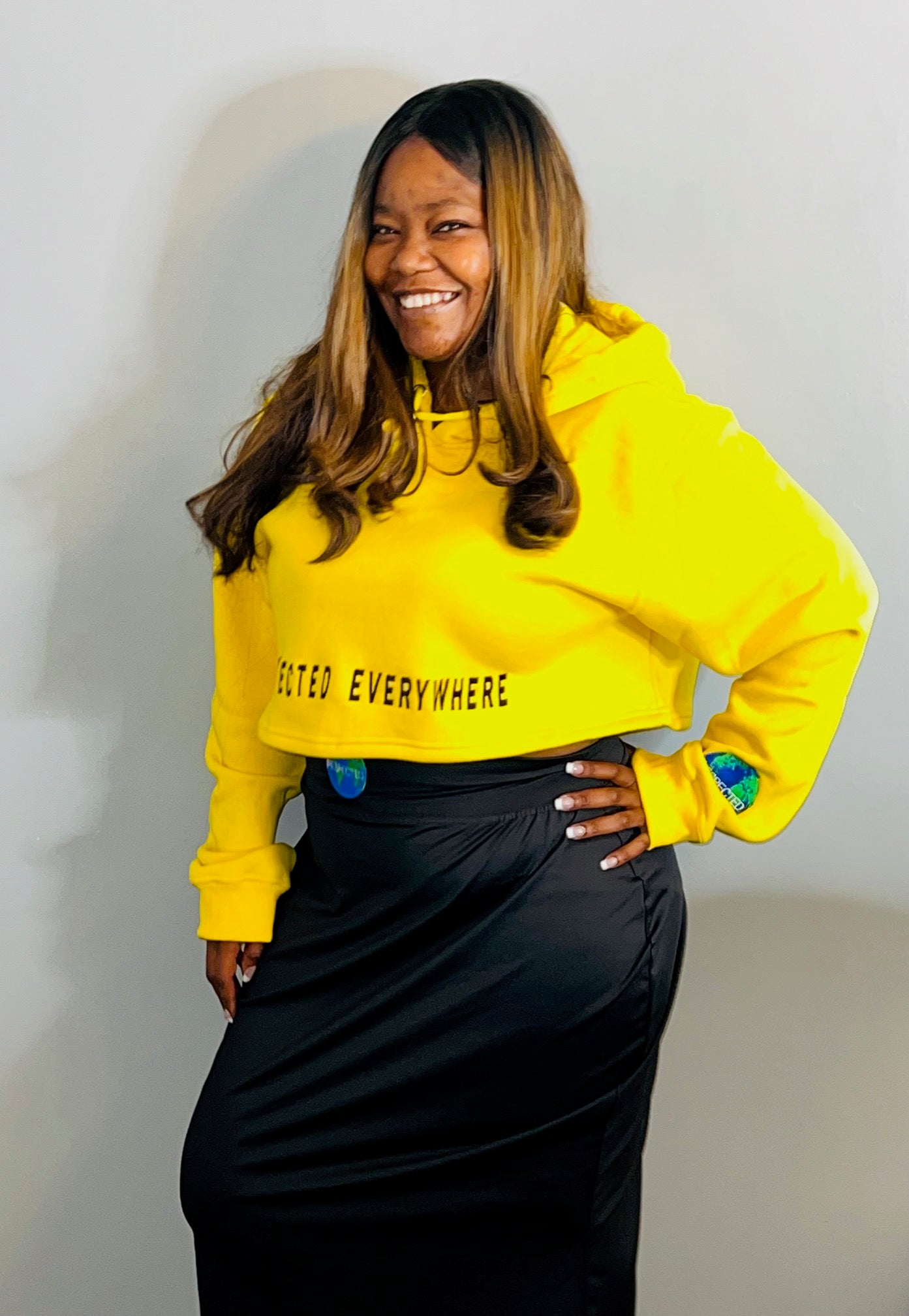 Respected Crop Top Hoodie (Yellow)