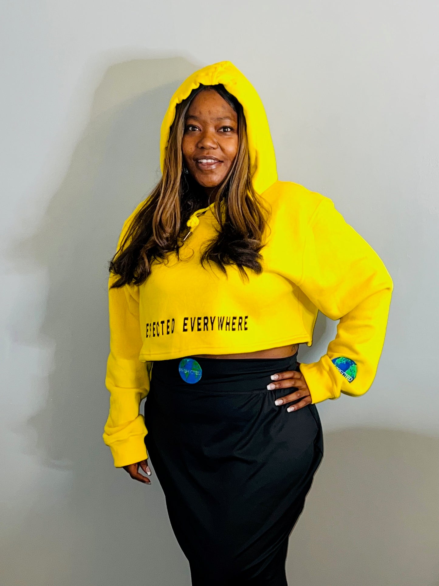 Respected Crop Top Hoodie (Yellow)