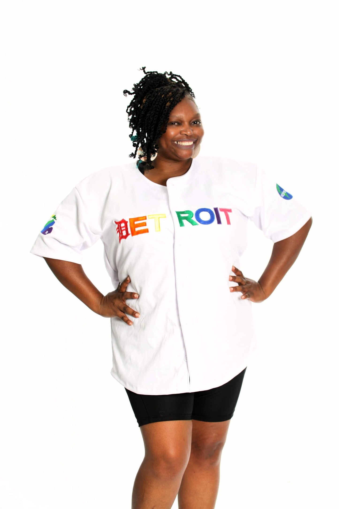White Baseball Jersey w/ Rainbow Letters