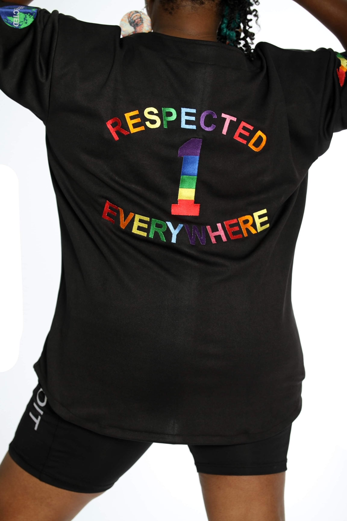 Black Baseball Jersey w/ Rainbow Letters