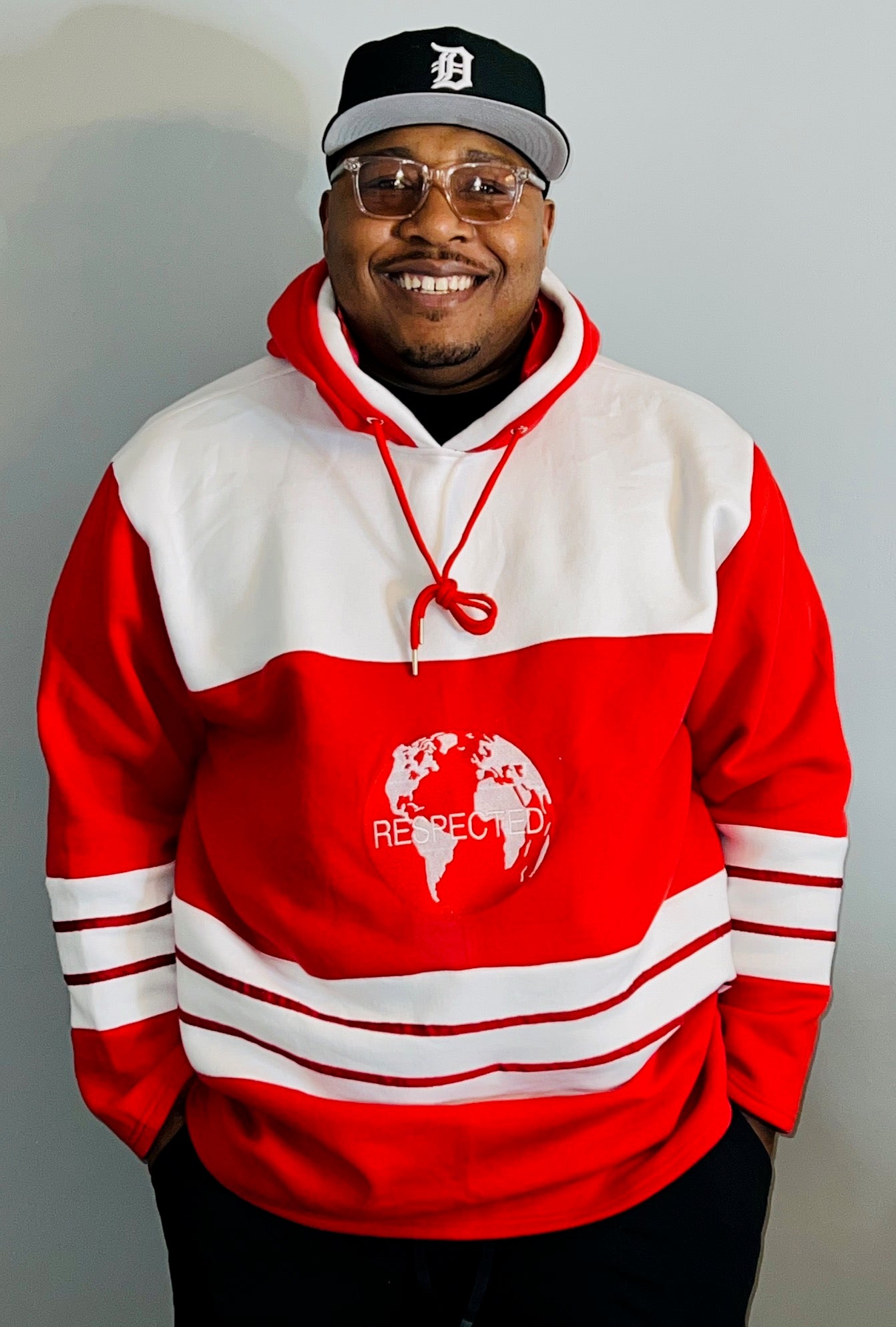 DRE Hockey Jersey Style Hoodie (Red/White)