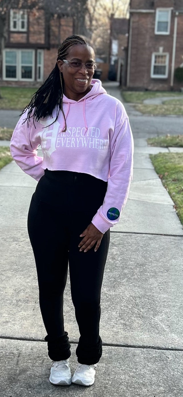 DRE Horizontal Crop top Pink w/ White Letters
