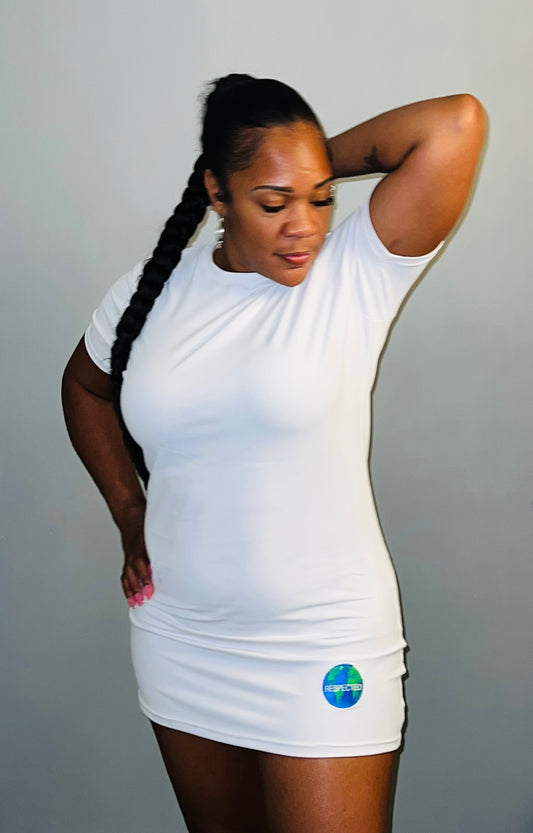 Fitted T-shirt Dress (White)