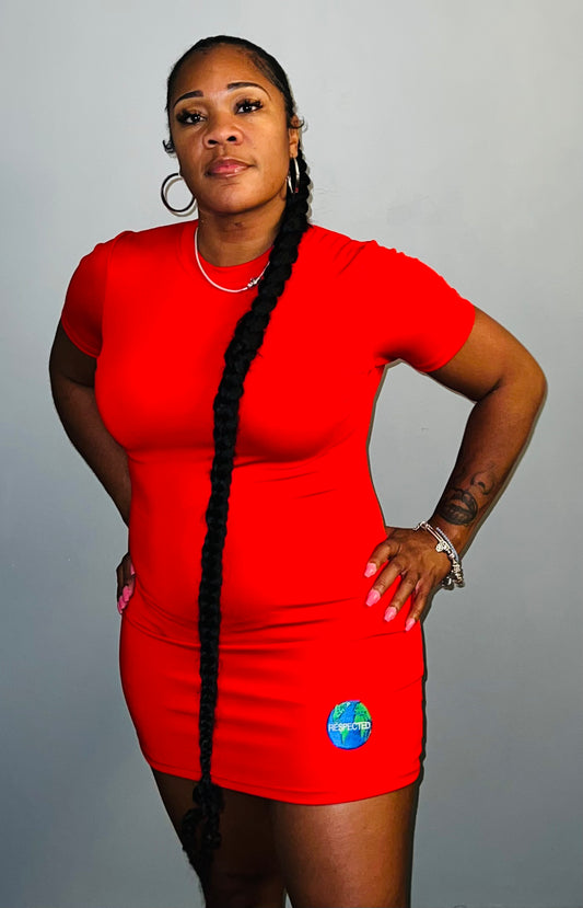 Fitted T-shirt Dress (Red)