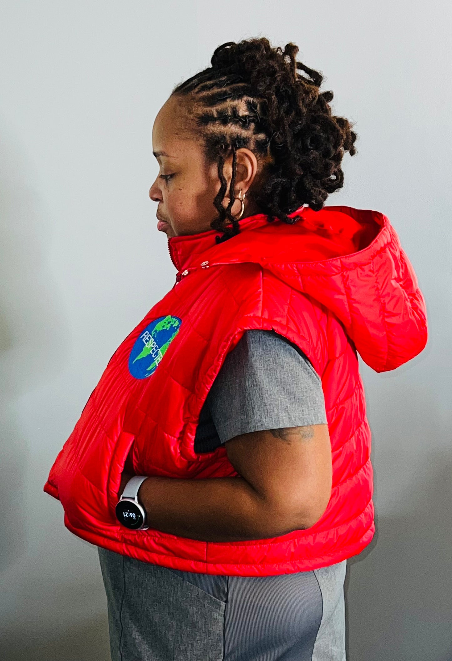 DRE Crop Top Vest (Red) w/ detachable hood
