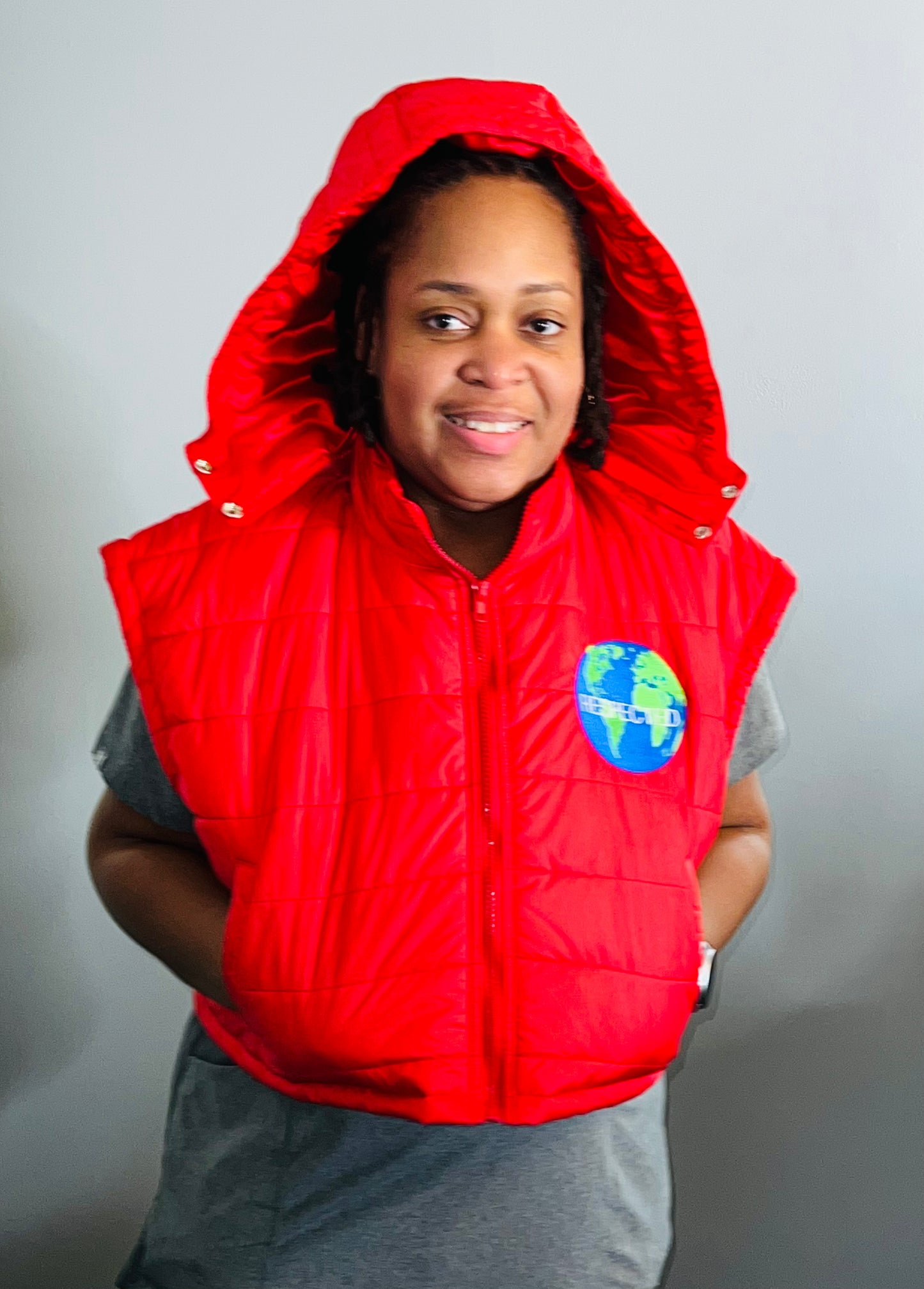 DRE Crop Top Vest (Red) w/ detachable hood