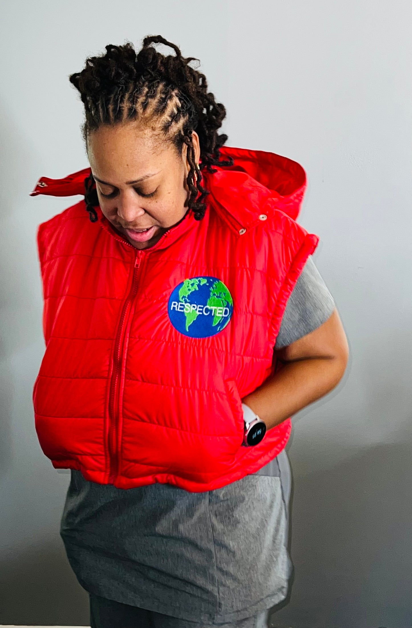 DRE Crop Top Vest (Red) w/ detachable hood