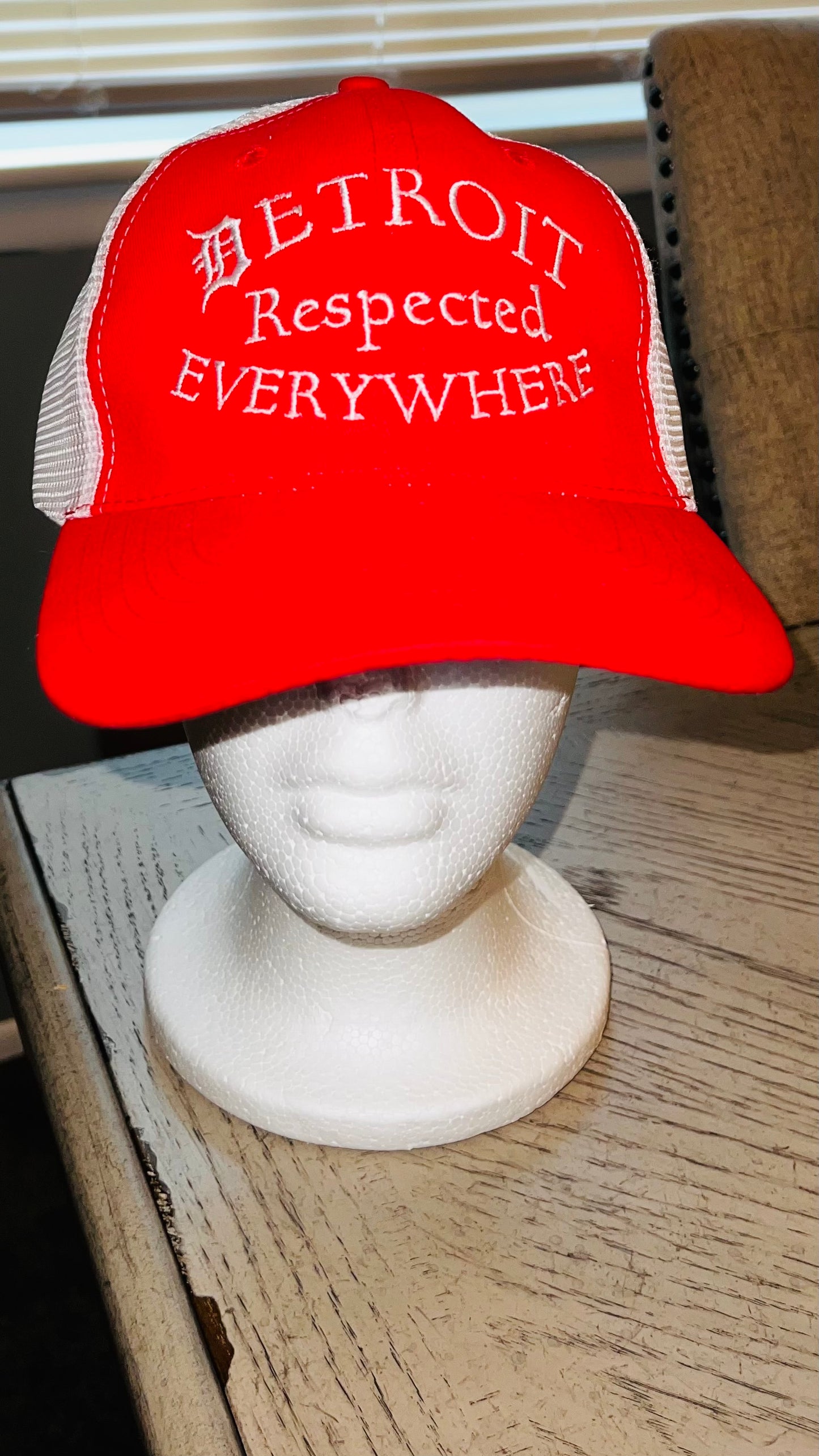 Respected Half Moon Trucker Hat Red