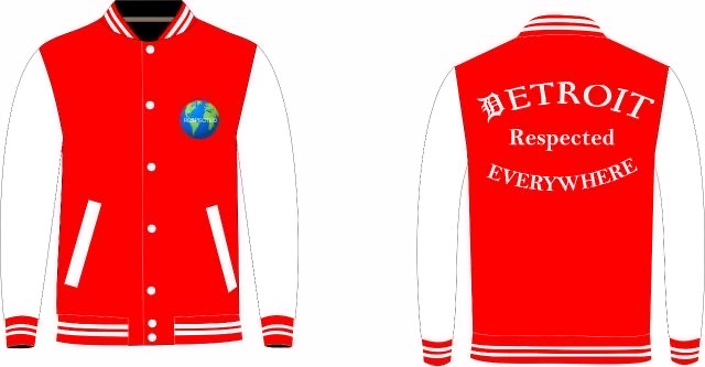 Half Moon Varsity Jacket Red w/ White Letters