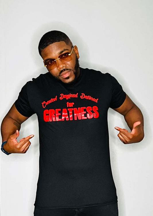 Greatness Black tshirt w/ Red letters