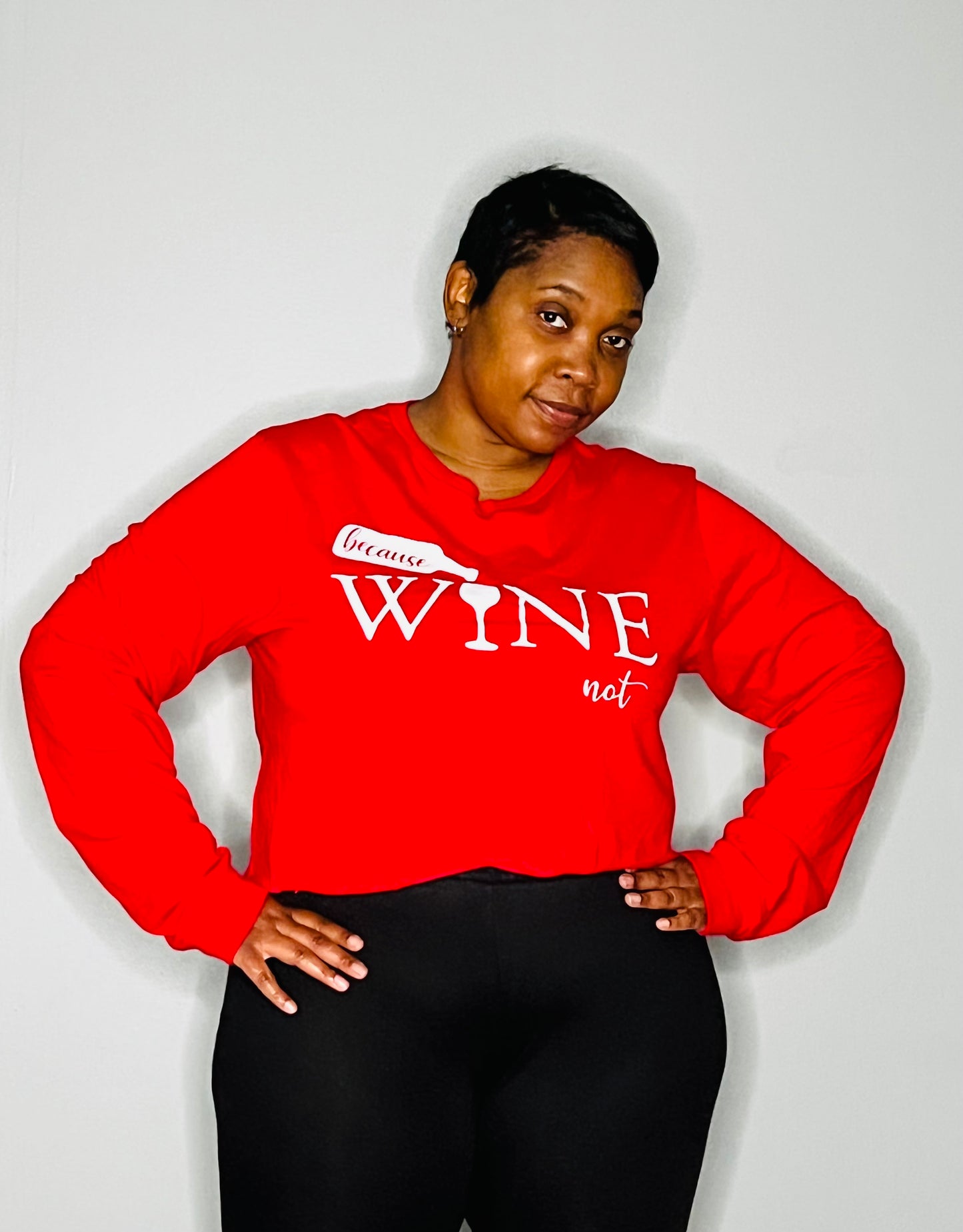 Red Wine Not Crop top w/ White Letters