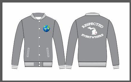 Mitten Varsity Jacket Gray w/ White Letters